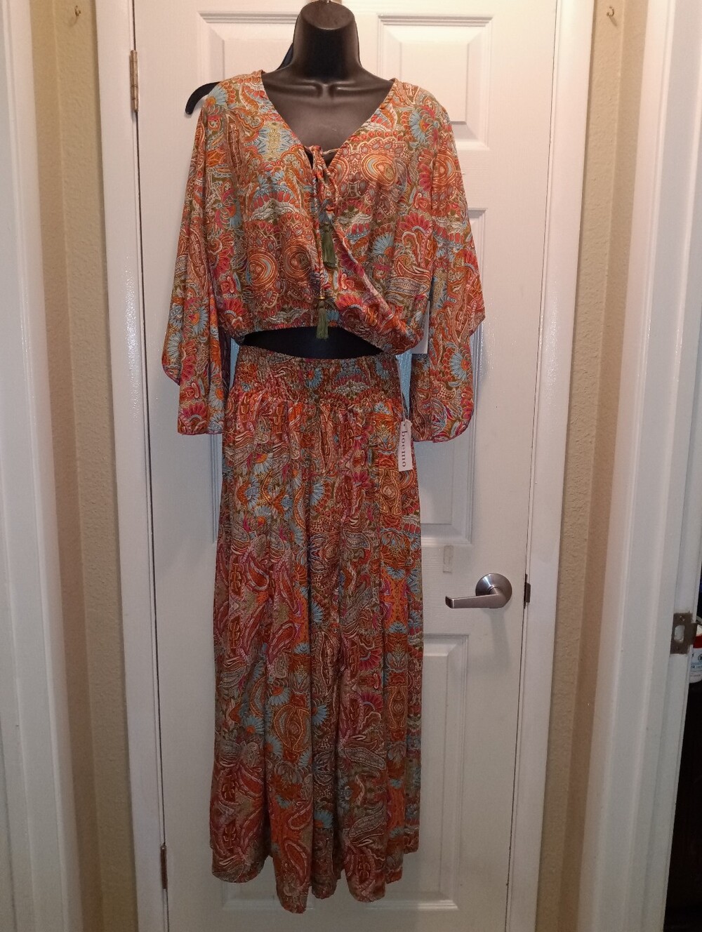 NWT Boemo 2 Pc Boho Paisley Wide-Leg Pants Set - Multicolor - Picture 2 of 8